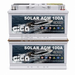2 Bater�as Solar Nautica 12V 100 Amperios | Servicio y Arranque GIGA GN100-AGM